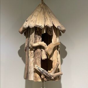 Handcrafted Two Story Rustic Wood Birdhouse with Bell